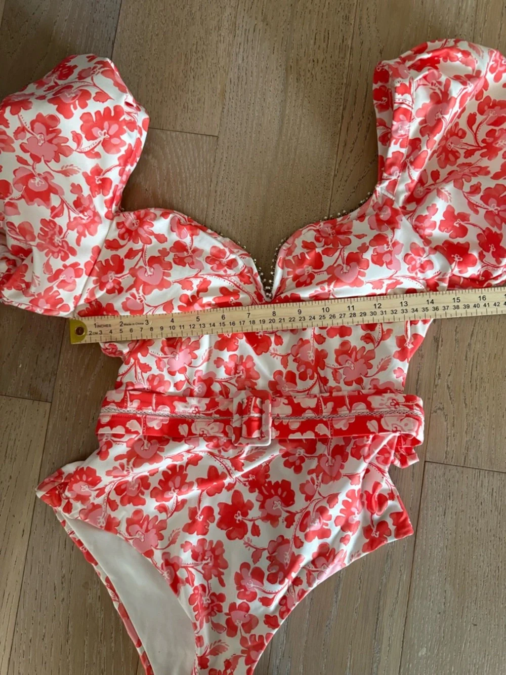 Floral Pink Puff-Sleeve One-Piece Swimsuit